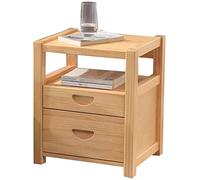 Tiiiopkvvv Generic Comodino per camera da letto, comodino, color tronco, in legno massello, quadrato, multifunzionale, con 2 cassetti, per casa e ufficio