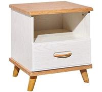 Tiiiopkvvv Generic - Comodino quadrato per camera da letto, in legno, bianco, con cassetto, 2 ripiani, gambe in legno massello, per casa e ufficio