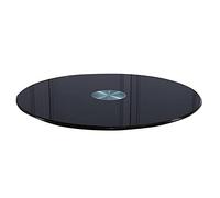 Tiiiopkvvv Grande tavolo da pranzo in vetro temperato, 68 - 118 cm, girevole Lazy Susan, rotondo, vassoio girevole in vetro, piatto da portata da cucina, silenzioso, stabile, nero (88 cm)