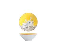 Tiiiopkvvv Insalatiera in ceramica per la casa stoviglie giallo gatto ramen fagioli pasta zuppa ciotola carino giapponese popolare set da tavola ciotola (colore: 17,8 cm ramen ciotola) (22,9 cm ramen
