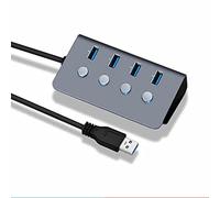 Tiiiopkvvv Interruttore di controllo secondario 4 porte USB 3.0 Hub in lega di alluminio fino a 5 Gbps Multi USB Splitter per laptop desktop