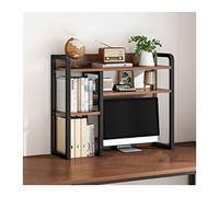 Tiiiopkvvv Libreria semplice industriale in ferro da tavolo libreria da banco libreria a 2 strati scaffali da scrivania rack organizer per forniture per ufficio trucco mensola marrone (dimensioni: 75
