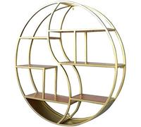 Tiiiopkvvv Mensola divisoria a parete rotonda in ferro mensola da parete per soggiorno camera da letto utilizzata per libreria, scaffale portaoggetti facile da installare (colore: nero) (bronzo oro)