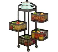 Tiiiopkvvv Mensola girevole a 360° Tipo di pavimento Quadrato Rotante Multistrato Mensole da cucina con ruote Life Storage Shelf Cucina Snack Mensola Frutta e Verdura (Dimensioni: 3 Ripiani) (4