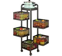 Tiiiopkvvv Mensola girevole a 360° Tipo di pavimento Quadrato Rotante Multistrato Mensole da cucina con ruote Life Storage Shelf Cucina Snack Mensola Frutta e Verdura (Dimensioni: 3 Tier) (5 Tier)