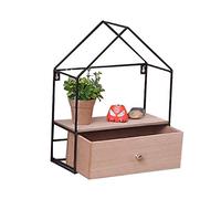 Tiiiopkvvv Mensole da parete in stile retrò mensole galleggianti decorative triangolo casa ferro arte cassetto in legno massello multifunzione scaffale espositore
