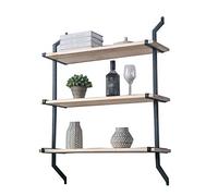 Tiiiopkvvv Mensole galleggianti decorative da parete in stile retrò, con staffa in ferro e cuscinetti in legno resistenti