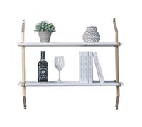 Tiiiopkvvv Mensole galleggianti decorative da parete in stile retrò, con staffa in ferro e cuscinetti in legno resistenti