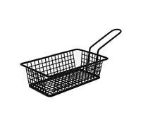 Tiiiopkvvv Mini cestino rettangolare per fritture, con manico, creativo, nero, per patatine fritte, multiuso, in acciaio inox, per esporre snack e colini per alimenti