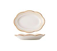 Tiiiopkvvv Piatto piano cinese bianco in ceramica piatti piani grande doppia orecchio manico pesce piatto dipinto a mano piatto da dessert microonde lavastoviglie piatto