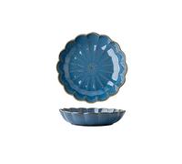 Tiiiopkvvv Piatto piano da 17,8 cm in ceramica per la casa vintage dipinto a mano in porcellana rotonda piatti piani creativi petalo fatto a mano piatto profondo per microonde/lavastoviglie (colore: 1