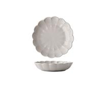 Tiiiopkvvv Piatto piano da 17,8 cm in ceramica per la casa vintage dipinto a mano in porcellana rotonda piatti piani creativi petalo fatto a mano piatto profondo per microonde/lavastoviglie (colore: 1