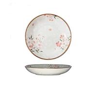 Tiiiopkvvv Piatto piano in ceramica da 17,8 cm, piatto da dessert rotondo Sakura, elegante piatto da portata perfetto per casa, feste e catering di lusso (dimensioni: 1 confezione) ()