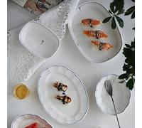 Tiiiopkvvv Piatto piano in ceramica pizzo piatti piani insalata piatti piani cucina famiglia stoviglie sala da pranzo accessori da tavola piatto (colore: dente di leone (15,2 cm) (rettangolare (20,3