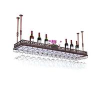 Tiiiopkvvv Portabicchieri da vino capovolto Portabottiglie Stile semplice Ferro Appeso Bicchiere da vino Rack Decorazione a soffitto Mensola per Bar Rack di stoccaggio