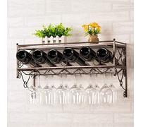Tiiiopkvvv Portabottiglie da parete Portabicchieri Espositore per vino Appeso Casa Moderno Minimalista Vassoio Tazza Facile da Installare Rack di Immagazz