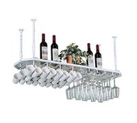 Tiiiopkvvv Portabottiglie da soffitto portabottiglie da appendere portabottiglie da vino vintage portabottiglie da parete rustico supporto per calici (colore: bianco Dimensioni: 8035 cm)