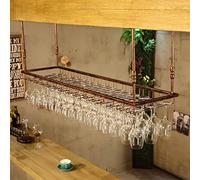 Tiiiopkvvv Portabottiglie in ferro stile semplice da appendere per bicchieri da vino barre da soffitto salotti hotel ristoranti decorazione mensola portaoggetti (colore: marrone Dimensioni: 6035 cm