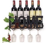 Tiiiopkvvv Portabottiglie in stile europeo retrò in ferro battuto portabottiglie da appendere alla parete soggiorno ristorante bar bancone bar armadietto per vino creativo supporto per vino ciondolo a