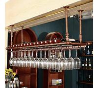 Tiiiopkvvv Portabottiglie industriale retrò da appendere per bicchieri da vino europeo a testa in giù portabicchieri da appendere facile da installare (dimensioni: lunghezza 60 cm x larghezza 30 cm)