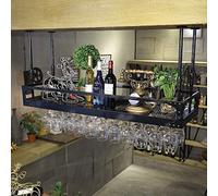 Tiiiopkvvv Portabottiglie industriale retrò da appendere per bicchieri da vino europeo a testa in giù portabicchieri da appendere facile da installare (dimensioni: lunghezza 80 cm x larghezza 35 cm