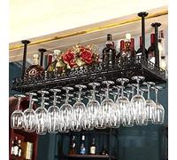 Tiiiopkvvv Portabottiglie industriale retrò da appendere per bicchieri da vino europeo per bicchieri da vino capovolti portabicchieri da appendere facile da installare (dimensioni: L60W35CM)