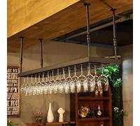 Tiiiopkvvv Portabottiglie LOFT industriale a vento retrò appeso per bicchieri da vino europeo portabicchieri da appendere portabevande facile da installare (colore: nero Dimensioni: L120W35CM)