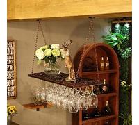 Tiiiopkvvv Portabottiglie LOFT industriale a vento retrò appeso per bicchieri da vino europeo portabicchieri da appendere portabevande facile da installare (colore: bronzo, dimensioni: L80W31CM)