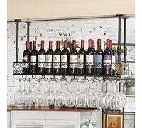 Tiiiopkvvv Portabottiglie LOFT industriale a vento retrò appeso per bicchieri di vino in stile europeo portabottiglie di vino rosso facile da installare rack di stoccaggio (colore: nero Dimensioni