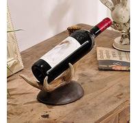 Tiiiopkvvv Portabottiglie singolo per bottiglie di vino, con corna di corna creative, decorazione per la casa, la cantina, portabottiglie (cachi scuro)