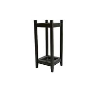 Tiiiopkvvv Portaombrelli in legno quadrato con ombrello e supporto per scatola portaoggetti per bastone da passeggio per portaombrelli nero