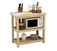 Tiiiopkvvv Scaffale da cucina a 3 strati per forno a microonde, in legno massello, per soggiorno, camera da letto, portaposate