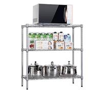 Tiiiopkvvv Scaffale da cucina Scaffale da cucina Scaffale per la casa Mensole a tre livelli in metallo Cucina Rack di stoccaggio Forno a microonde Rack 59 34 80 cm Utensili Ripiano di stoccaggio