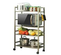 Tiiiopkvvv Scaffale da cucina Scaffale da cucina Scaffale per la casa Mensole per la casa Scaffale da cucina in metallo a quattro strati Rack per forno a microonde 60 32 100 cm Utensili Ripiano di