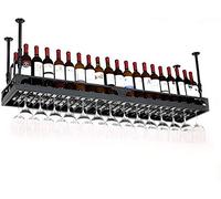 Tiiiopkvvv Scaffale per bicchieri da vino in ferro stile semplice da appendere, scaffale decorativo da soffitto per bar, ristoranti, cucine, scaffale portaoggetti (colore: nero Dimensioni: 12035 cm)