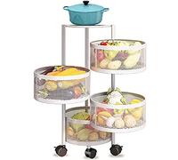 Tiiiopkvvv Scaffale rotondo a più livelli con ruote girevole a 360° da cucina girevole per verdure (dimensioni: 5 livelli) (4 ripiani)