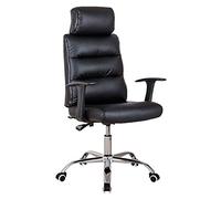 Tiiiopkvvv Sedia da ufficio dal design ergonomico con base in metallo resistente, cuscino in spugna ad alta resilienza, schienale alto, sedia da lavoro per computer da ufficio, colore nero