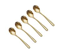 Tiiiopkvvv Set di 5 cucchiai da gelato - cucchiai da dessert in acciaio inossidabile 304, cucchiaini da caffè per mescolare piccoli cucchiai creativi squisiti cucchiaini da minestra da 15 cm (colore