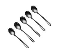 Tiiiopkvvv Set di 5 cucchiai da gelato - cucchiai da dessert in acciaio inossidabile 304, cucchiaini da caffè per mescolare piccoli cucchiai creativi squisiti cucchiaini da minestra da 15 cm (colore