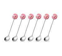 Tiiiopkvvv Set di 6 cucchiai da dessert cucchiaini da 13 cm, manico creativo in acciaio inox di alta qualità per uso alimentare, cucchiaio da dessert occidentale per yogurt (colore: F) (1)