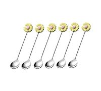 Tiiiopkvvv Set di 6 cucchiai da dessert cucchiaini da 13 cm, manico creativo in acciaio inox di alta qualità per uso alimentare, cucchiaio da dessert occidentale per yogurt (colore: F) (E)