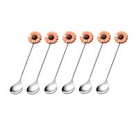 Tiiiopkvvv Set di 6 cucchiai da dessert cucchiaini da 13 cm, manico creativo in acciaio inox di alta qualità per uso alimentare occidentale per dessert, yogurt, cucchiaio da zuppa (colore: F) (F)