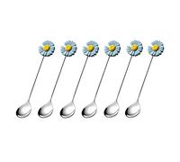 Tiiiopkvvv Set di 6 cucchiai da dessert cucchiaini da 13 cm, manico creativo in acciaio inox di alta qualità per uso alimentare, cucchiaio da dessert occidentale per yogurt (colore: F) (ottone)