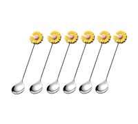 Tiiiopkvvv Set di 6 cucchiai da dessert cucchiaini da 13 cm, manico creativo in acciaio inox di alta qualità per uso alimentare, cucchiaio da dessert occidentale per yogurt (colore: F) (D)