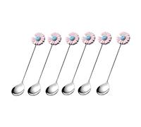 Tiiiopkvvv Set di 6 cucchiai da dessert cucchiaini da 13 cm, manico creativo in acciaio inox di alta qualità per uso alimentare, cucchiaio da dessert occidentale per yogurt (colore: F) (B)