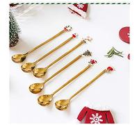 Tiiiopkvvv Set di cucchiai 6 pezzi cucchiaio da caffè in acciaio inossidabile cucchiaio anguria cucchiaio da dessert cucchiaio da gelato cucchiaio da minestra (colore: argento) (oro)