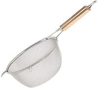 Tiiiopkvvv Skimmer cucchiaio scanalato in acciaio inox colino filtro binaurale skimmer con manico in legno per cucina sala da pranzo colino mestolo per cucina (dimensioni: 38,1 cm) (43,9 cm)