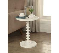 Tiiiopkvvv Tavolino con piano rotondo e base in legno, tavolini da caffè rotondi in legno, 43,2 cm di diametro x 55,9 cm di altezza (bianco)