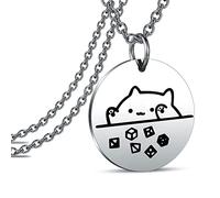 TIIMG DnD Gift Gamer Player Gifts Cat RPG collana divertente DND Gamer Cat Lovers regalo, Small, Metallo, na sconosciuto