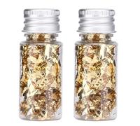 Tiiyee Fiocchi Di Foglie D'Oro, 24K Vero Schegge Foglia D'Oro Per La Cottura Multifunzionale Lamina Oro Decorativi Carta Stagnola Fai Da Te Maschere Manicure Decorazione Torta Decorativa 2 Bottiglie